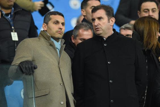 Manchester City chairman Khaldoon al-Mubarak with chief executive Ferran Soriano (AFP/Getty)