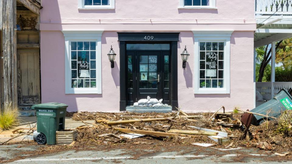 Cedar Key, Fl was damaged by wind and storm surge during Hurricane Idalia in August, 2023.