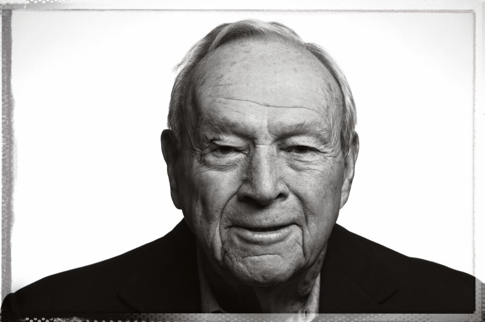 <p>Arnold Palmer poses for a portrait during a sponsors message video shoot for the Arnold Palmer Invitational Presented By MasterCard at the Winnie Palmer Hospitalon February 27, 2015 in Orlando, FL. (Photo by Chris Condon/PGA TOUR) </p>