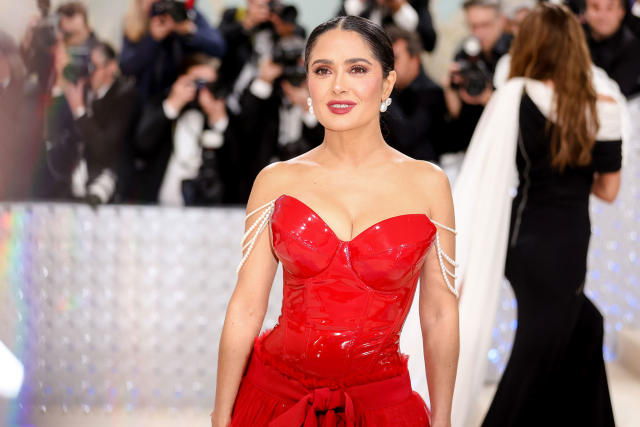 Salma Hayek, 57, suffers nip slip as she strips off under open robe for  glow-up - Daily Star