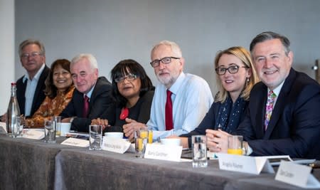 Britain's opposition Labour Party leader Jeremy Corbyn attends a shadow cabinet meeting in Salford