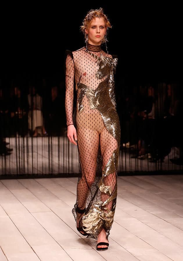 The dress is from Alexander McQueen's A/W 16 collection.