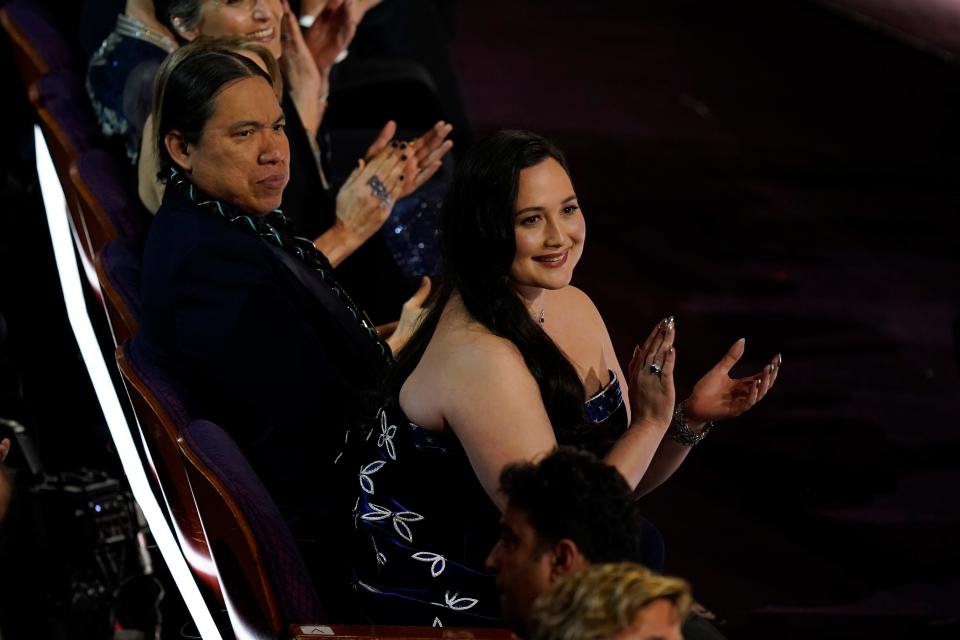 Lily Gladstone is seen in the audience during the 96th Oscars at the Dolby Theatre at Ovation Hollywood in Los Angeles on March 10, 2024.