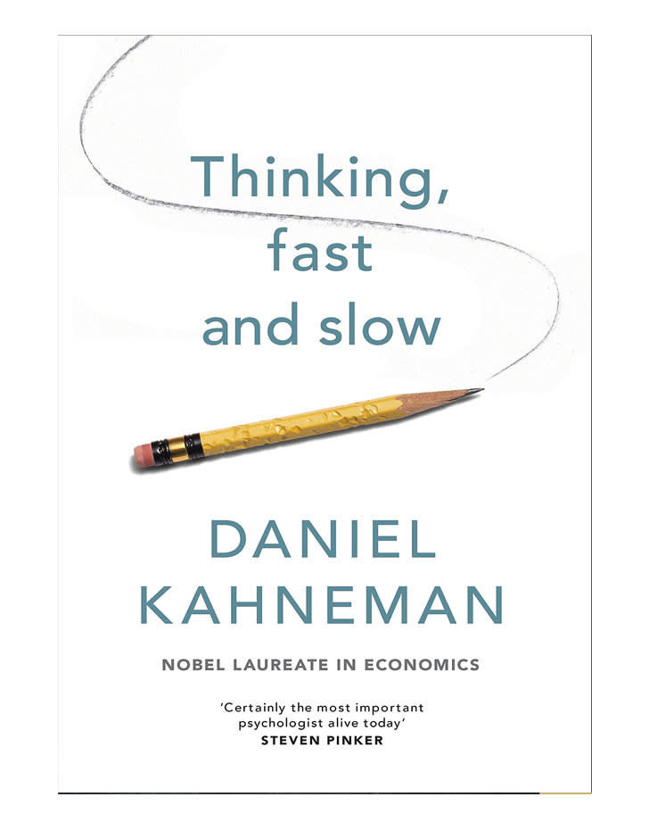 The cover of "Thinking Fast and Slow" by Daniel Kahneman.