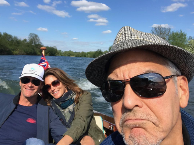 <p>The supermodel traveled to England so her hubby, Rande Gerber, and his BFF George Clooney could celebrate their birthdays together. “We can always count on him for the photobomb,” Crawford wrote, referring to Clooney, who made sure he was represented in this pic. (Photo: Courtesy <a rel="nofollow noopener" href="https://www.instagram.com/p/BT1P4YOAmgm/" target="_blank" data-ylk="slk:Cindy Crawford via Instagram;elm:context_link;itc:0;sec:content-canvas" class="link ">Cindy Crawford via Instagram</a>) </p>