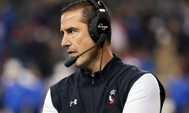 Cincinnati head coach Luke Fickell looks on.