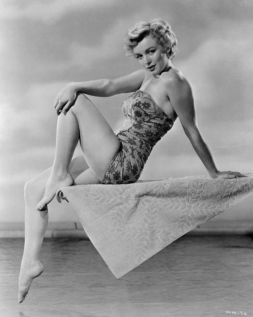 Marilyn Monroe in a strapless one-piece. (Photo: Getty Images)