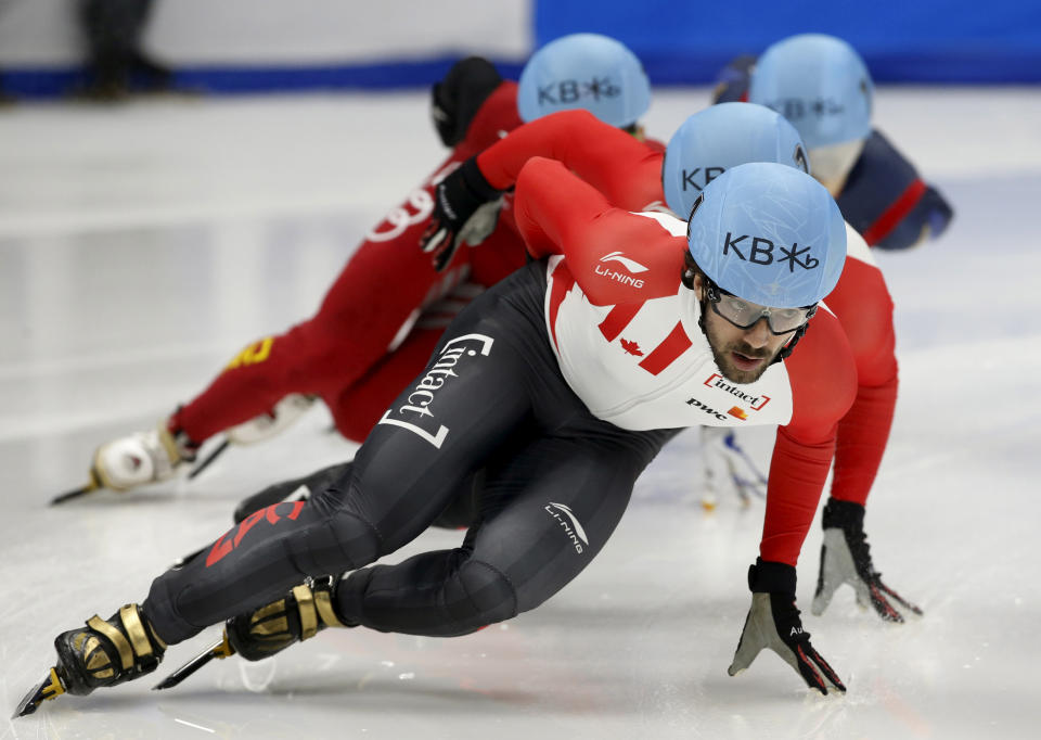 Charles Hamelin will look to add to his three career Olympic gold medals in Pyeongchang. (REUTERS/Kim Hong-Ji)