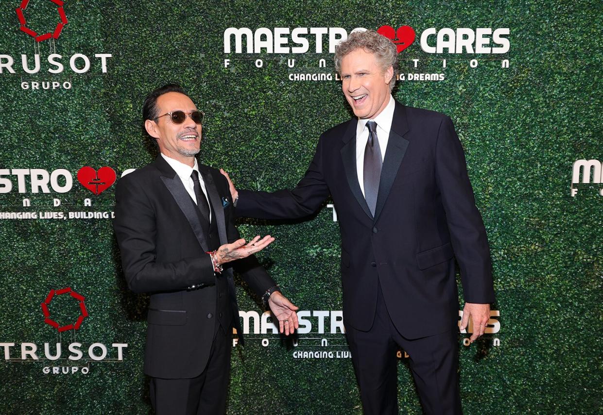 Marc Anthony and Will Ferrell attend the 2021 Maestro Cares Gala at Cipriani Wall Street on December 7, 2021