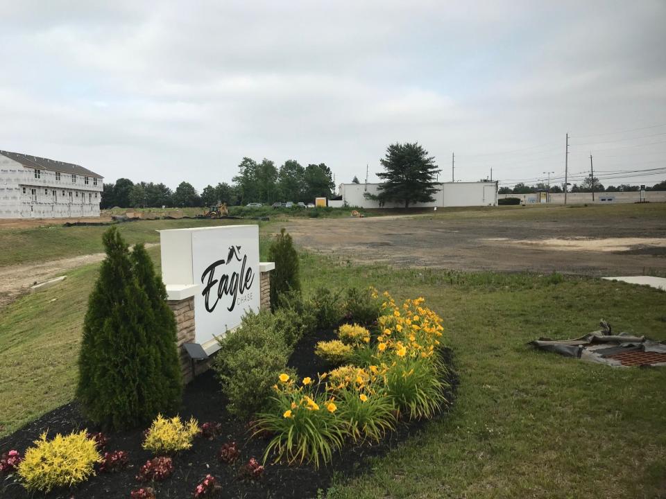 Vacant ground between the Eagle Chase housing development and Route 130 South (far right) in Edgewater Park will become a combined four-story apartment building with retail on the ground floor and some affordable housing units