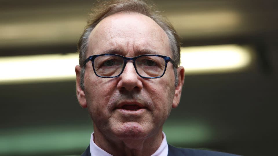 Actor Kevin Spacey stands outside Southwark Crown Court in London after he was found not guilty on charges related to allegations of sexual offenses on July 26, 2023. - Susannah Ireland/Reuters