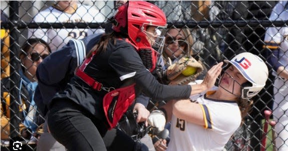 Natalie Gonzalez was forced to take over at catcher for the Highlanders because of an injury.