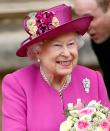 <p>Queen Elizabeth chose a bold pink ensemble for her 2018 outing, which perfectly coordinated with her flowers.</p>
