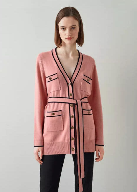 princess diana longline chanel cardigan pink lk bennett