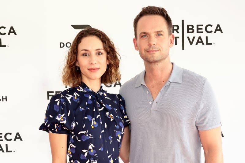 JUNE 13: Troian Bellisario and Patrick Adams attend "Broadway Rising" premiere during the 2022 Tribeca Festival at SVA Theater on June 13, 2022 in New York City.