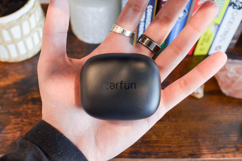 A photo of the EarFun Air Pro 3 case in hand
