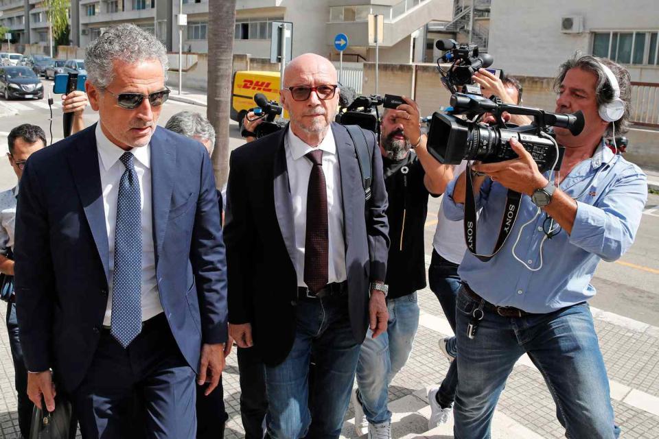 Canadian-born film director Paul Haggis, center, arrives with his lawyer Michele Laforgia at Brindisi law court in southern Italy, to be heard by prosecutors investigating a woman's allegations he had sex with her without her consent over the course of two days. Under Italian law, a judge, after hearing arguments from both prosecutors and defense lawyers, will rule on whether Haggis can be set free pending possible additional investigation Haggis Detained, Brindisi, Italy - 22 Jun 2022