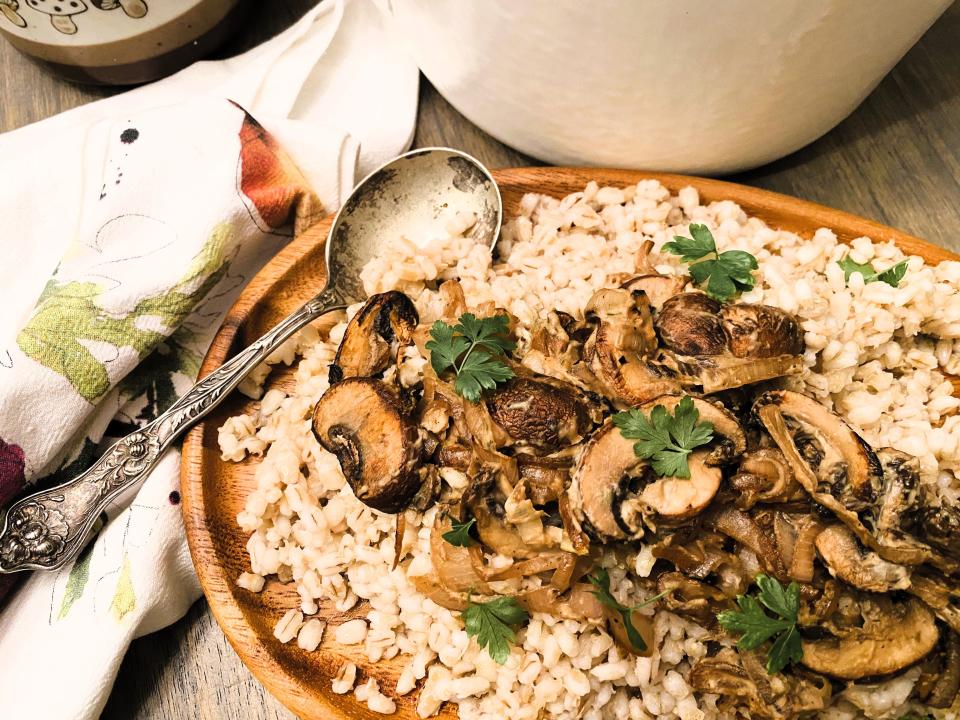 In this dish, barley is used much like rice would be.