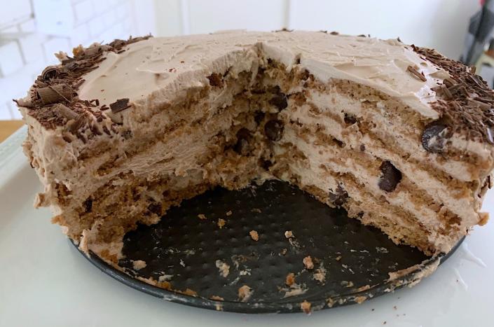 Ina Garten's mocha icebox cake with layers cut