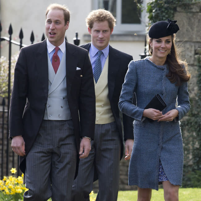 Guillermo, Harry y Catalina en una foto de 2014 credit:Bang Showbiz