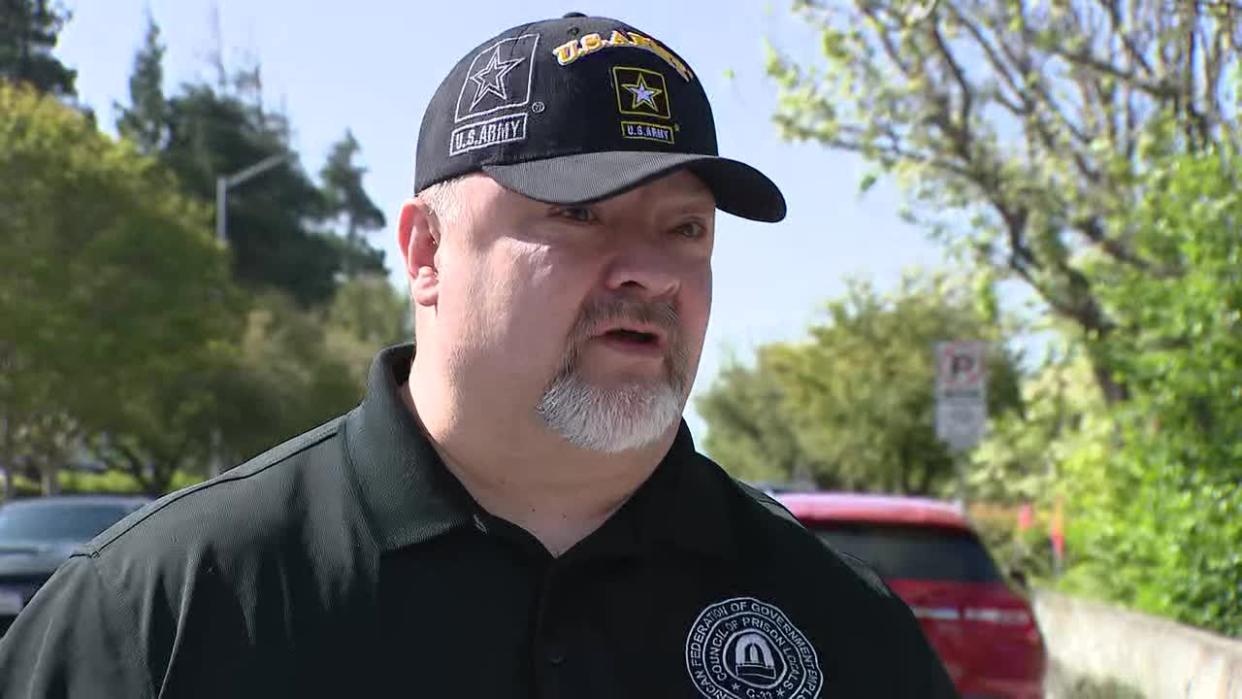 <div>FCI Dublin President of Local 3584 Ed Canales said he doesn't want the prison to shut down. April 19, 2024.</div>