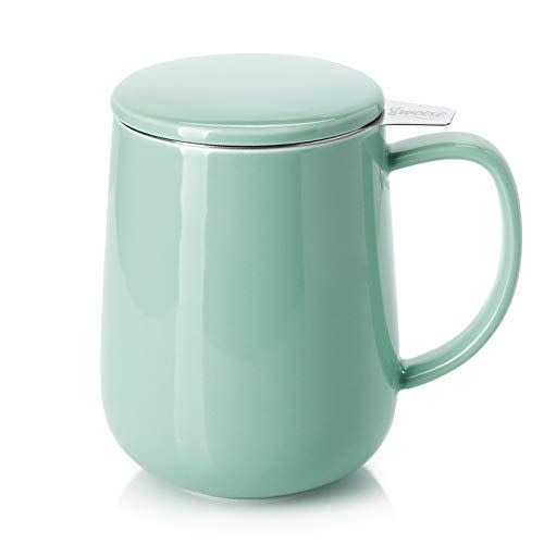 26) Porcelain Tea Mug with Infuser and Lid