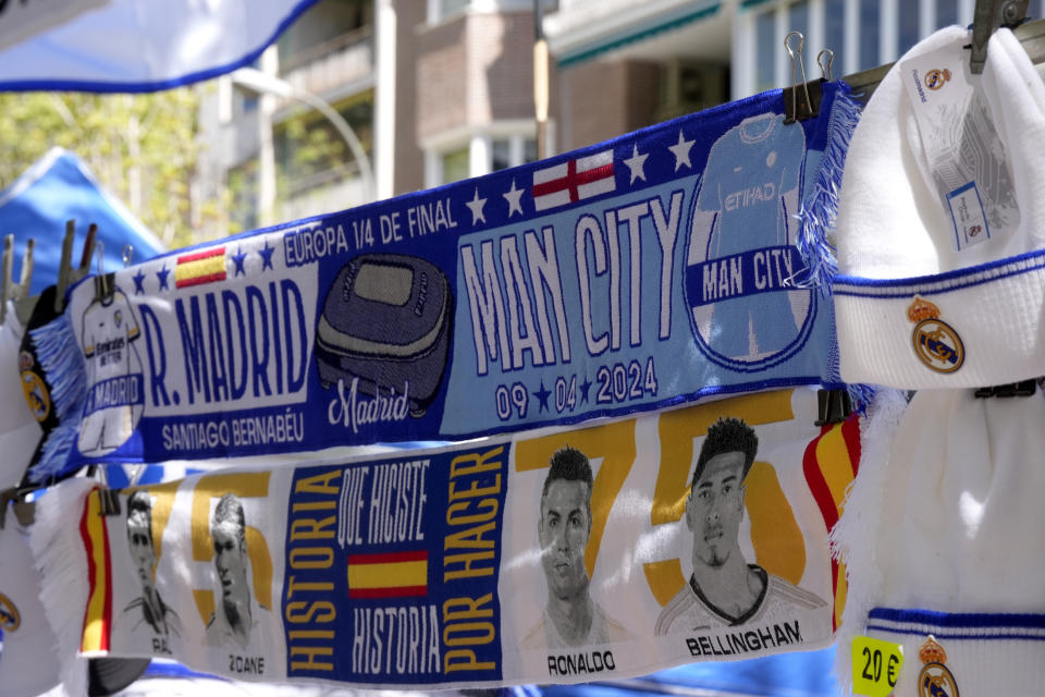 Tuesday's UEFA Champions League quarter-final schedule sees Real Madrid host Manchester City at the Santiago Bernabéu Stadium, while Madrid and Bayern Munich visit Arsenal at the Emirates Stadium in London.  (Photo by Nick Potts/PA Images via Getty Images)