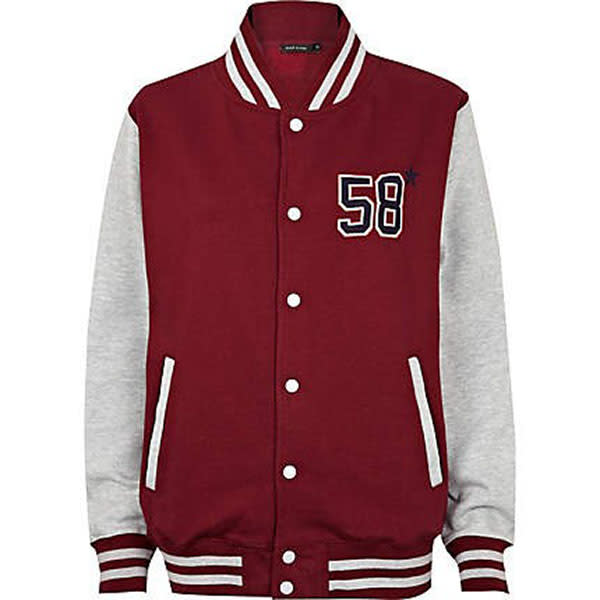 Red NYC Varsity Jacket, $80 at riverisland.com