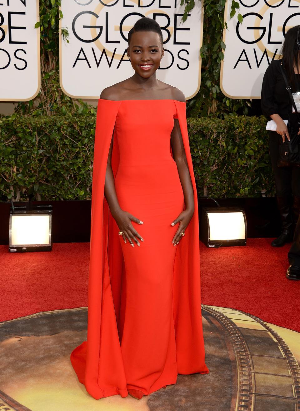 Lupita Nyong’o at the 2014 Golden Globes wearing Ralph Lauren