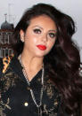 Celebrities wearing red lipstick: Jesy Nelson wore a shiny red lipstick with matching lip liner in London.<br><br>[Rex]