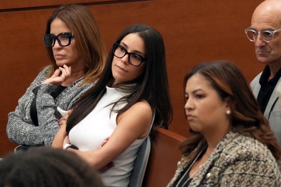 Patricia Padauy Oliver, left, and Andrea Ghersi are shown in the courtroom gallery during the penalty phase of the trial of Marjory Stoneman Douglas High School shooter Nikolas Cruz at the Broward County Courthouse in Fort Lauderdale on Thursday, Oct. 6, 2022. Padauy Oliver’s son and Ghersi’s brother, Joaquin Oliver, was killed in the 2018 shootings. Cruz previously plead guilty to all 17 counts of premeditated murder and 17 counts of attempted murder in the 2018 shootings. (Amy Beth Bennett/South Florida Sun Sentinel via AP, Pool)