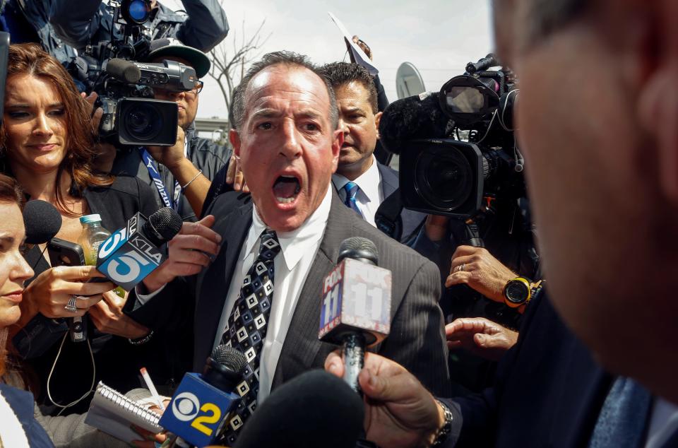 Michael Lohan, father of actress Lindsay Lohan, speaks to the media in Los Angeles County on Monday, March 18, 2013.