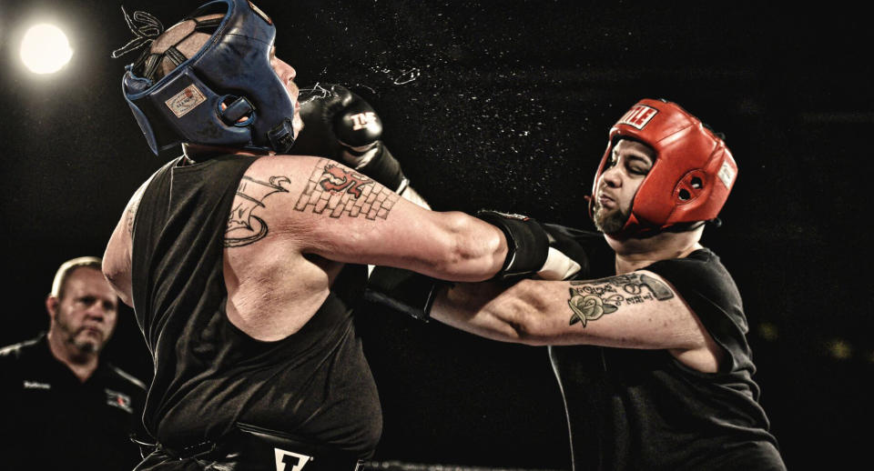 <span>Two competitors trade blows on Friday, April 13, 2018 in Charlotte, North Carolina. </span>(Photo courtesy Stolen Images Photography)