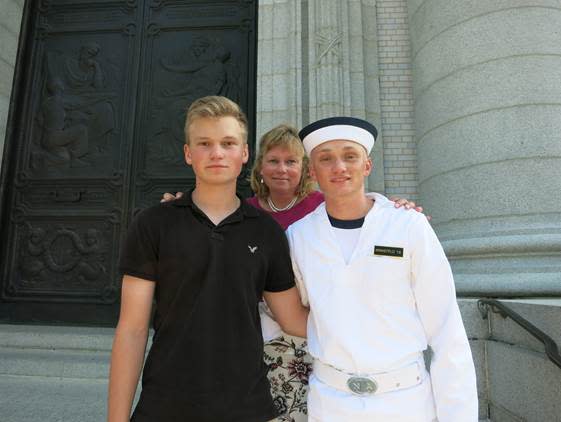 From left to right, the writer’s son Jonathan Winnefeld, wife Mary Winnefeld and son James Winnefeld III.