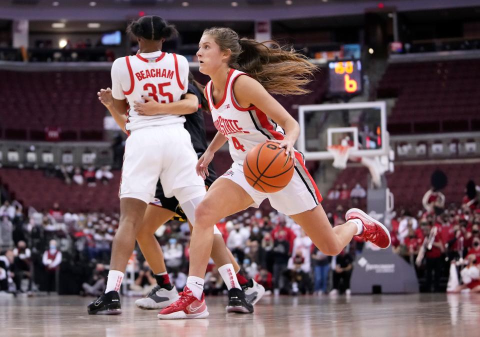 Ohio State's Jacy Sheldon scored 32 for the Buckeyes in an 80-71 win over Rutgers.