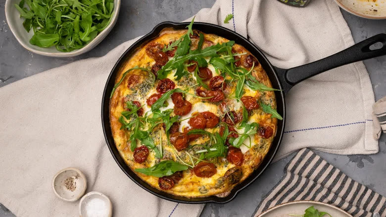 caprese frittata in pan