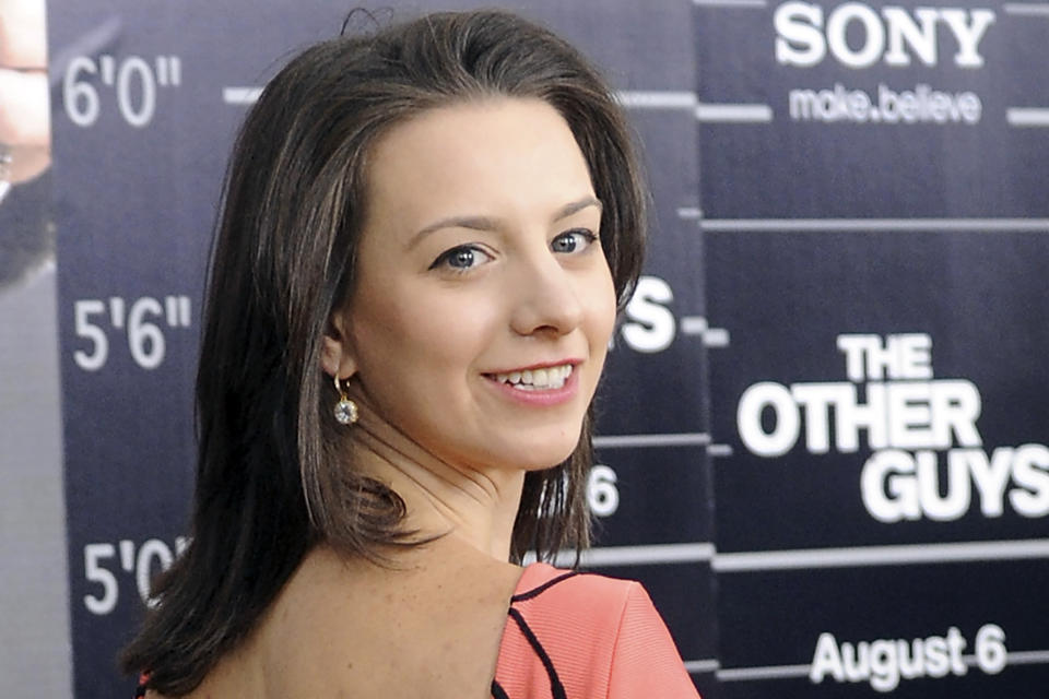 FILE - Olympic figure skater Sarah Hughes attends the world premiere of "The Other Guys" at the Ziegfeld Theatre on Monday, Aug. 2, 2010 in New York. Hughes, who won a gold medal in figure skating at the 2002 Winter Olympics, has filed to run for Congress in New York, joining several other Democrats seeking to unseat Long Island Republican Anthony Esposito. Hughes, 38, will make a formal campaign announcement of her campaign for New York's 4th Congressional District ”in the next few weeks," spokesperson Max Kramer said Tuesday, May 16, 2023. (AP Photo/Evan Agostini, File)