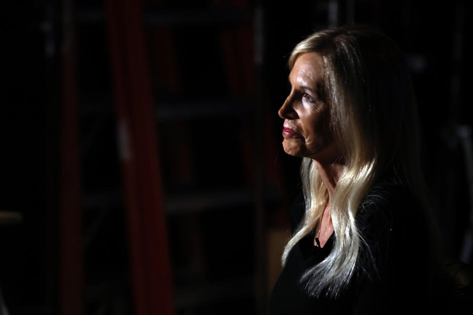 Beth Holloway speaks in an interview, Wednesday, Oct. 18, 2023, in Birmingham, Ala. The chief suspect in the 2005 disappearance of Natalee Holloway has admitted he beat the young Alabama woman to death on a beach in Aruba after she refused his advances, then dumped her body into the sea. New details in the killing emerged Wednesday as Joran van der Sloot pleaded guilty to extorting Holloway’s mother. (AP Photo/ Butch Dill)