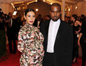 Kim Kardashian and Kanye West attend The Metropolitan Museum of Art's Costume Institute benefit celebrating "PUNK: Chaos to Couture" on Monday, May 6, 2013, in New York. (Photo by Evan Agostini/Invision/AP)