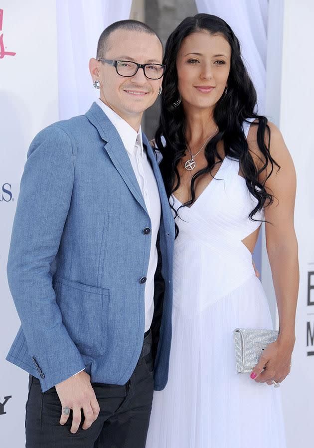 Chester and his wife Talinda. Source: Getty