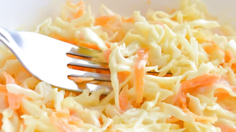 Coleslaw with fork