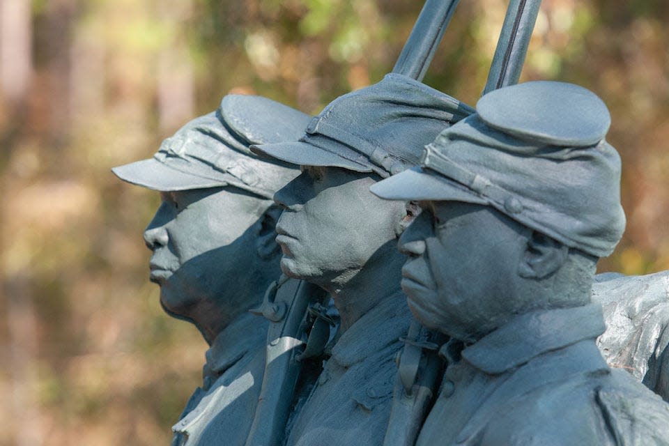 The sculpture "Boundless" by Durham artist Stephen Hayes at Wilmington's Cameron Art Museum.