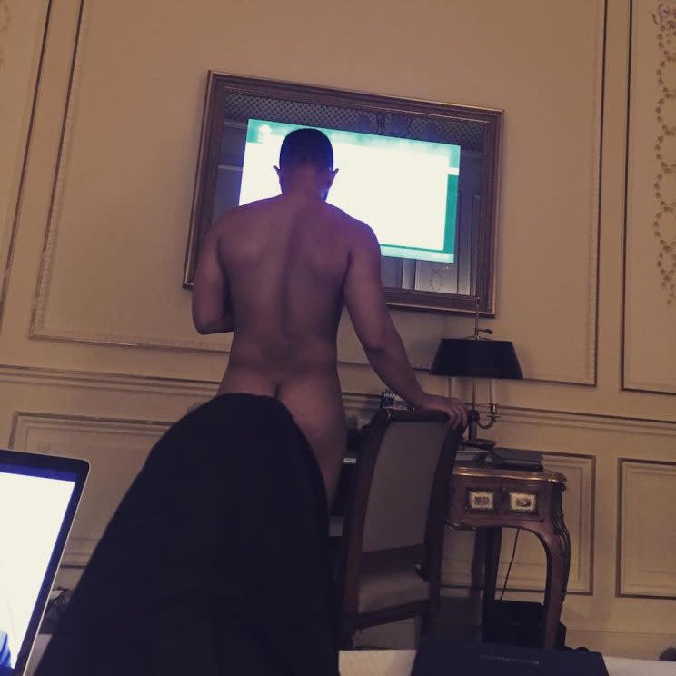 Chrissy Teigen shared a pic of husband John Legend's booty. (Photo: John Legend via Instagram)