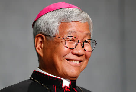 Korean bishop Lazzaro You Heung-sik talks during a news conference at the Holy See press office at the Vatican October 11, 2018. REUTERS/Max Rossi