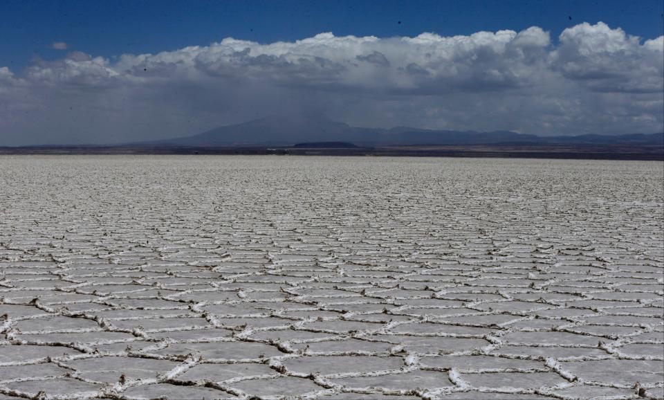 A view of the world's largest salt flats, in Uyuni, Bolivia, Friday, Jan. 8, 2016. The cloud-white flats are located in Bolivia's southwest corner, 280 miles south of La Paz, and are one of Bolivia's main tourist attractions. They span 4,085 square miles and penetrate as far as 30 feet deep.