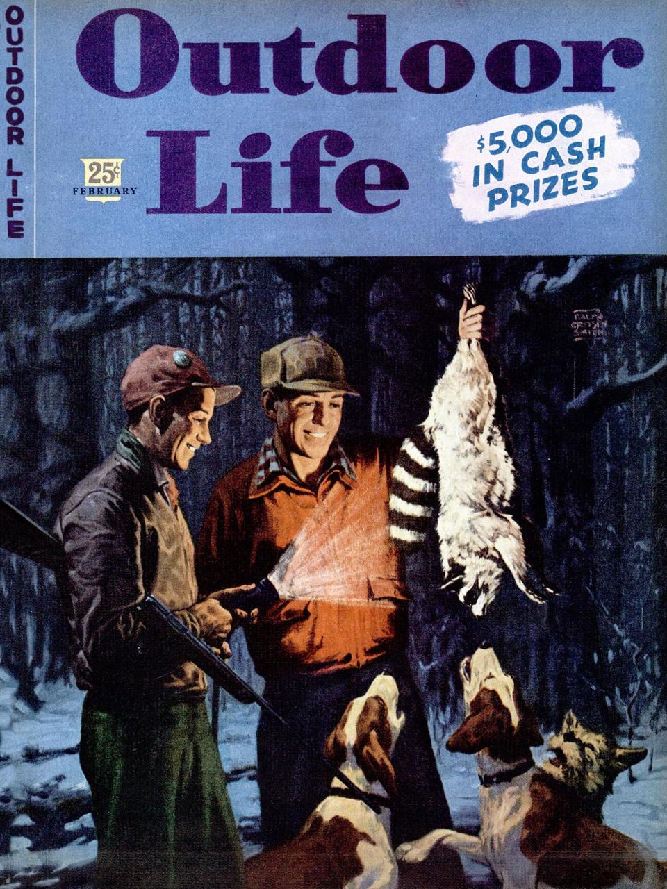 February 1946: Raccoon hunting and hound covers were common in the ’40s and ’50s.