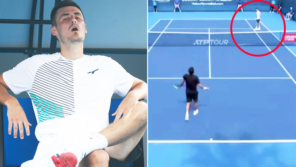 Bernard Tomic, pictured here conceding the point for no reason at the Delray Beach Open.