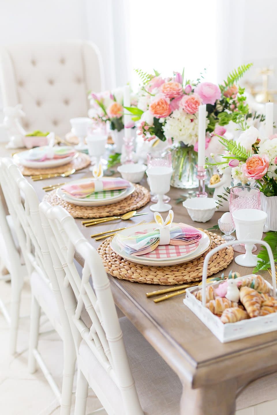 pink plaid easter table decorations