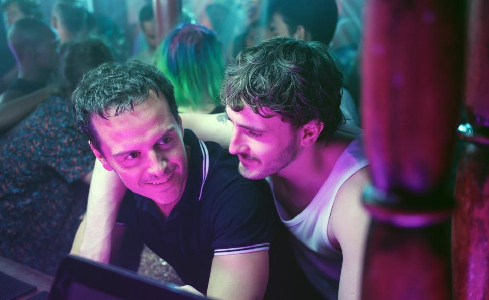 Paul and Andrew in a club in a scene from "All of Us Strangers"