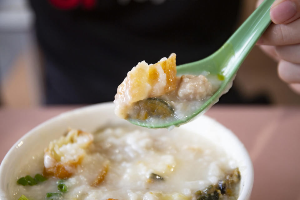 Chai Chee Pork Porridge - Century Egg closeup